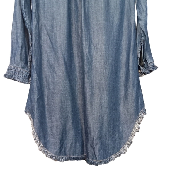 Cloth and Stone Montana Chambray Button Up Raw Hem Shirt Dress Blue Size XS - Picture 10 of 12